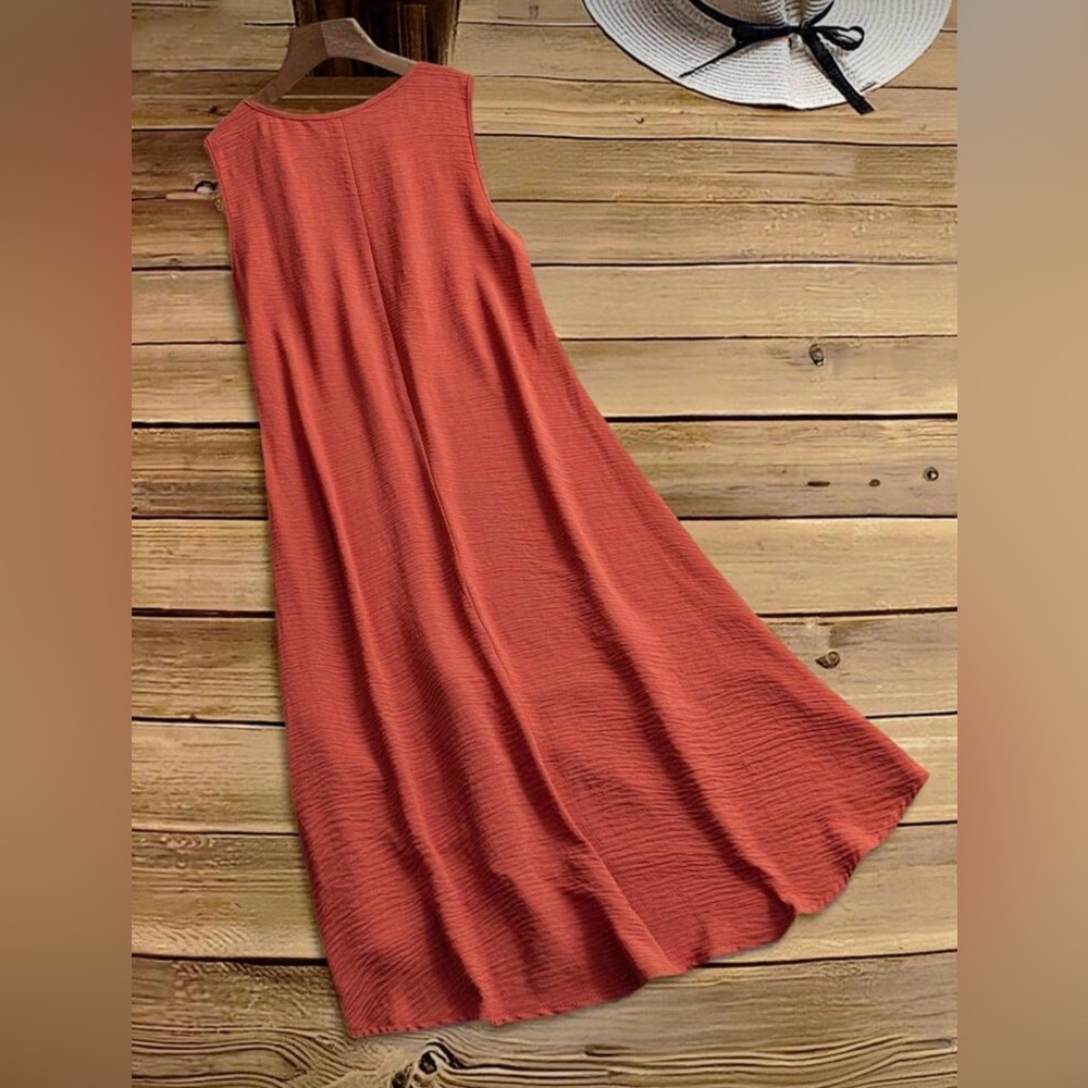 Emery Rose Sleeveless Tiered Maxi Dress in Rust Orange - Picture 2 of 9